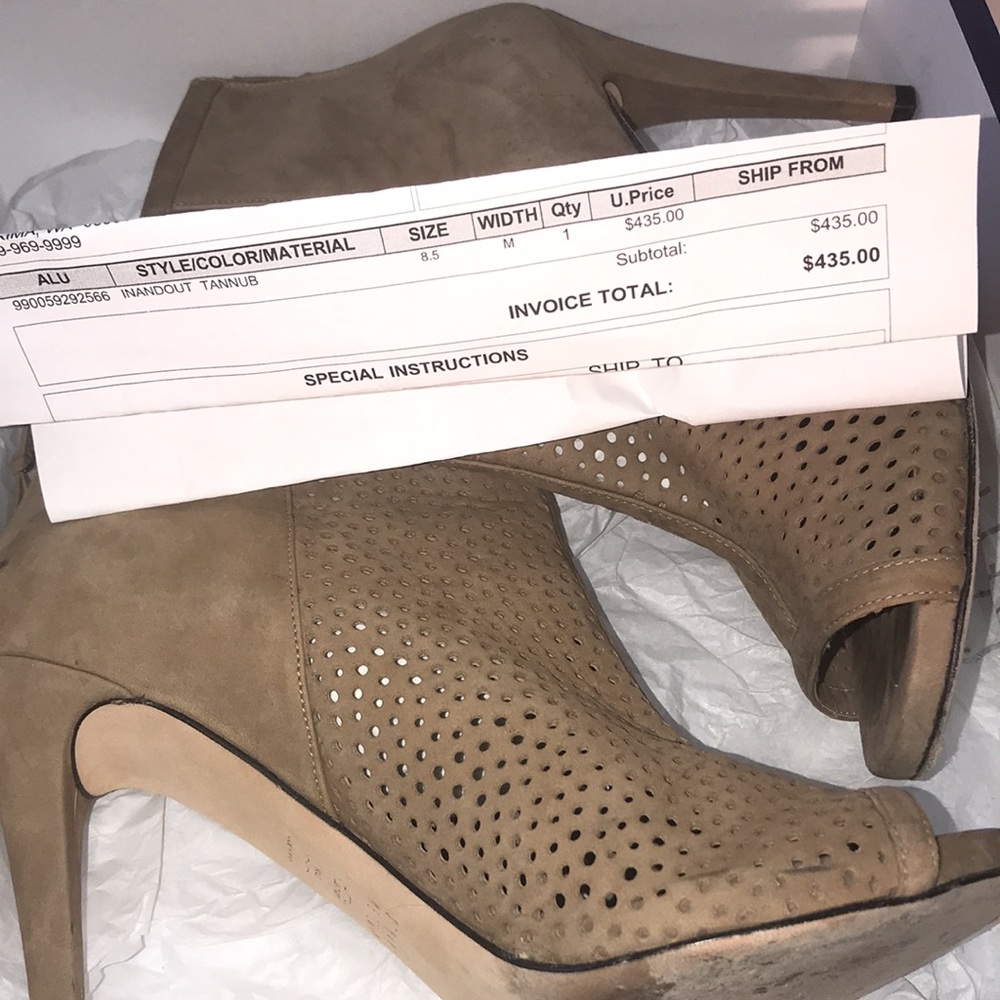 Stuart Weizmann Beige In And Out Perforated Bootie - image 6